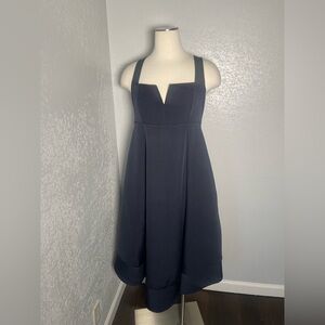 Navy blue Sleeveless A-line Dress with Sweetheart Neckline